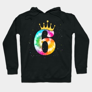 Colorful Tie Dye 6 Year Old Girls 6Th Birthday Hoodie